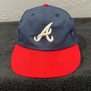 🔥⚾️ True Vintage ATLANTA BRAVES MLB Baseball Snapback HAT -OSFA- Good Condition